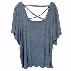 Maurice's Ribbed‎ Knit Flutter Sleeve Top Cross Back Size 2/2X NWT